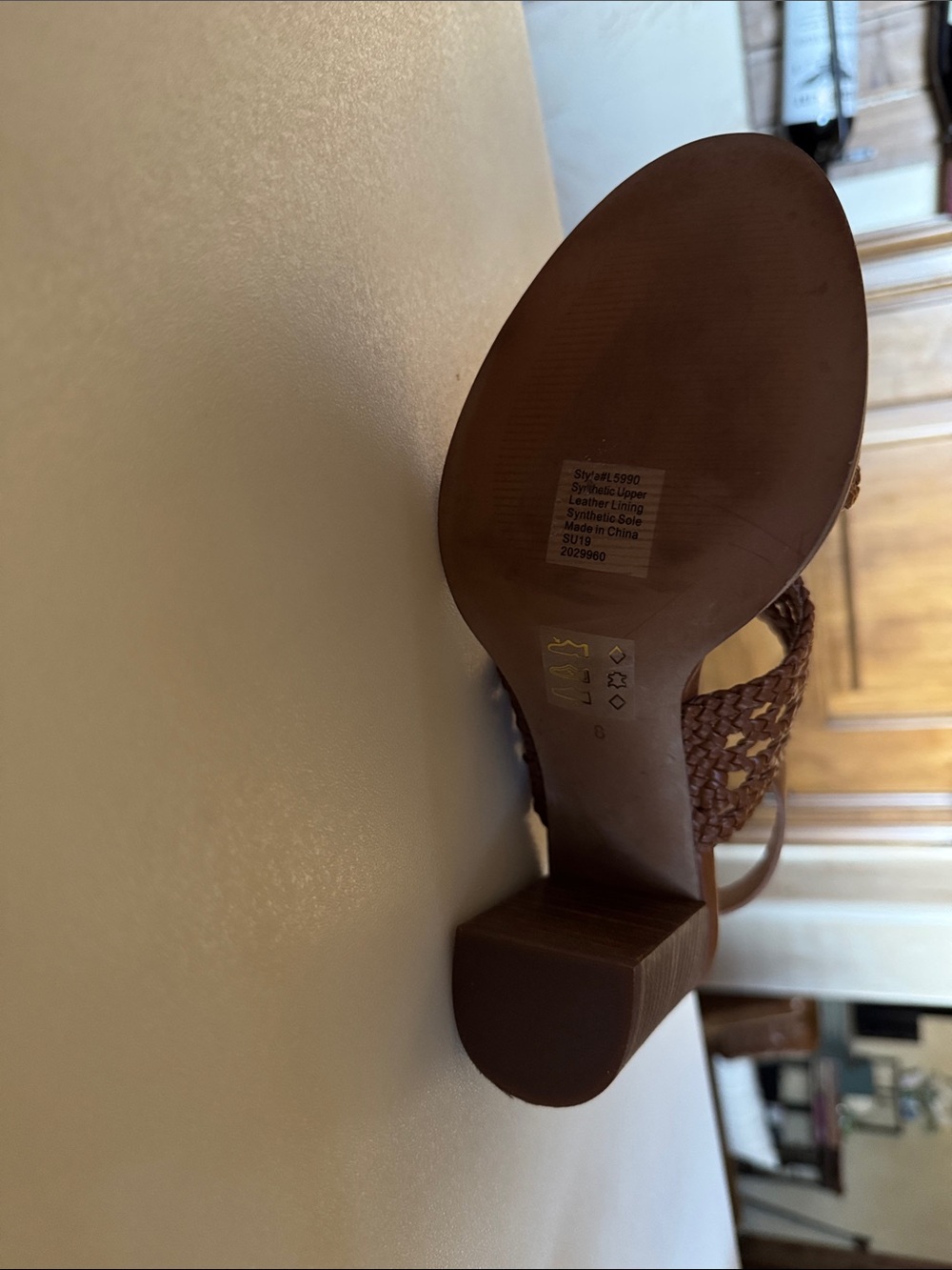 Madewell Tan Woven Leather Block Heel Sandals - Picture 4 of 6